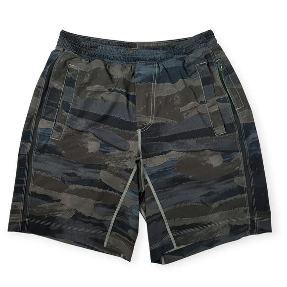 Lululemon Run Response Short Liner 9" SIZE M Gray Blue Camo Running FLAW - Picture 1 of 11